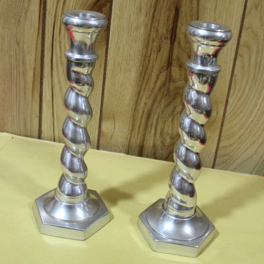 Vintage Silver Tone Home Interior Candle Holders